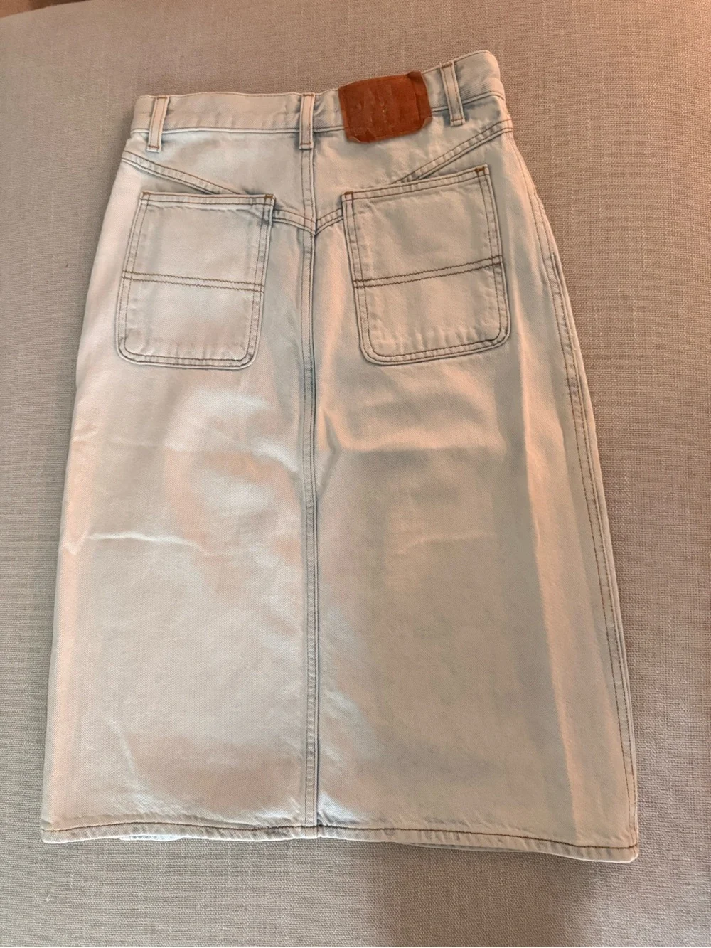 Sandro Pale Blue Straight Denim Skirt